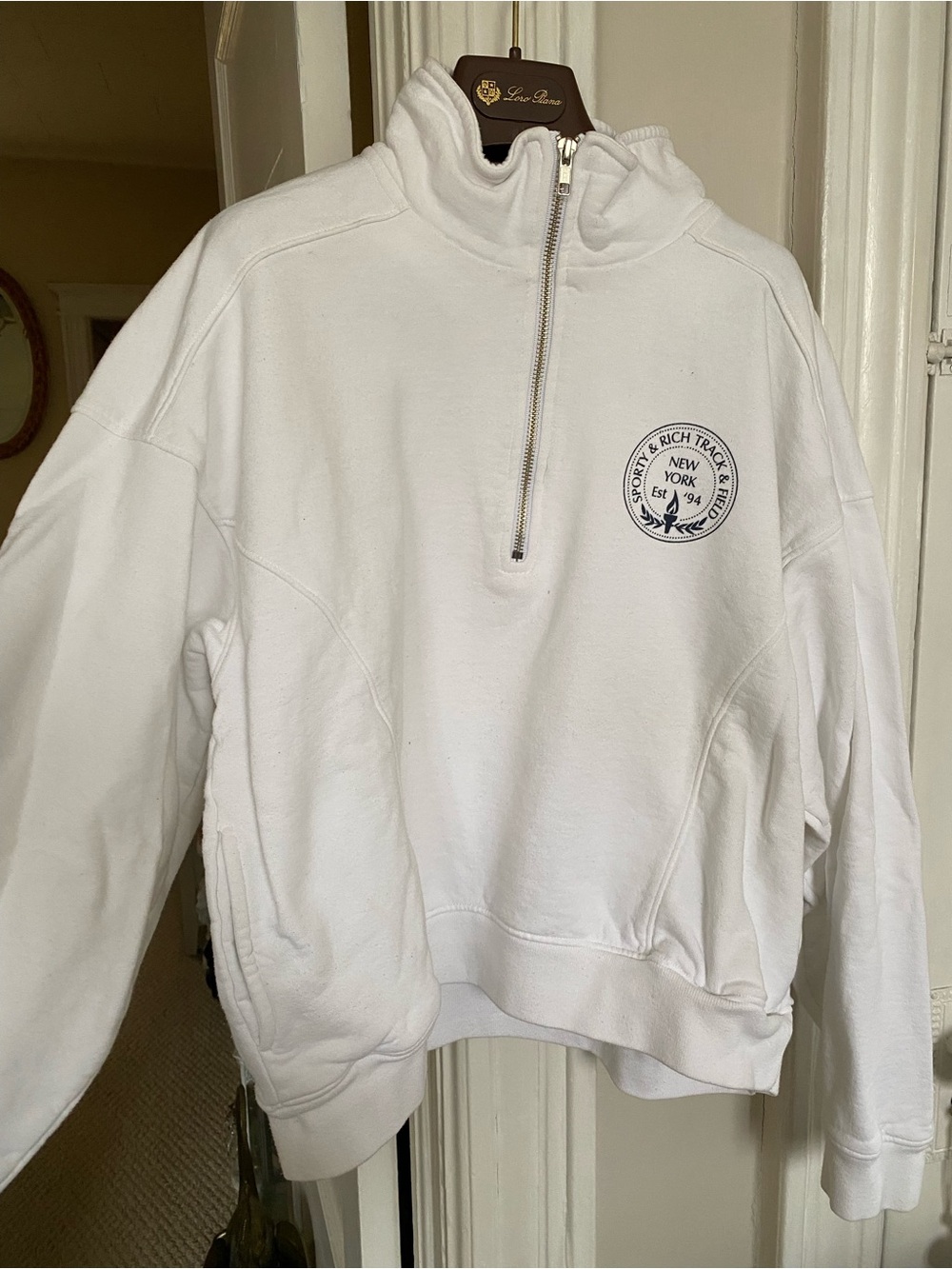 SPORTY & RICH Central Park Quarter Zip Sweatshirt